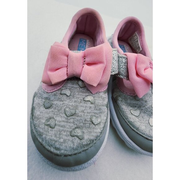 Sketchers memory foam grey pink bow toddler girl shoes size 5 - Picture 7 of 10